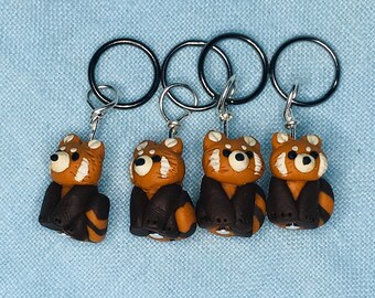 Red Panda Stitch Markers - sleuth of 4