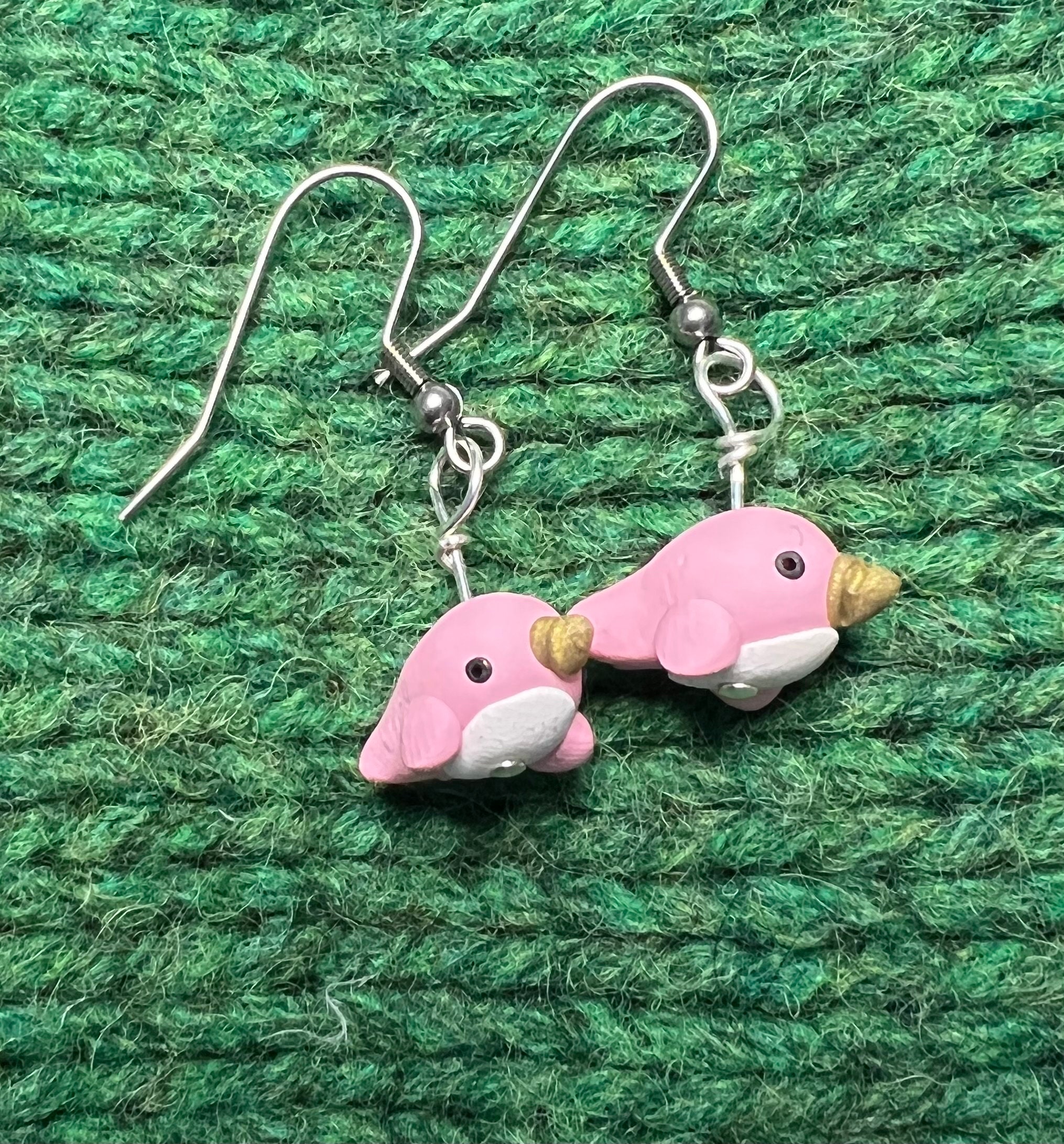 Pink Narwhal Earrings on Stainless Steel Etsy Canada