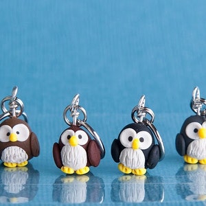 Owl Polymer Clay Miniature Stitch Markers Flock of 4 image 2