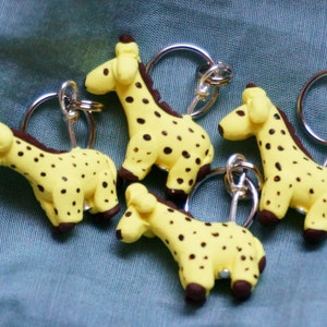 Giraffe Polymer Clay Stitch Markers (herd of 4)