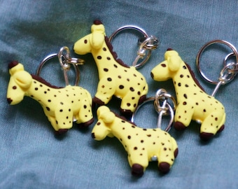 Giraffe Polymer Clay Stitch Markers (herd of 4)