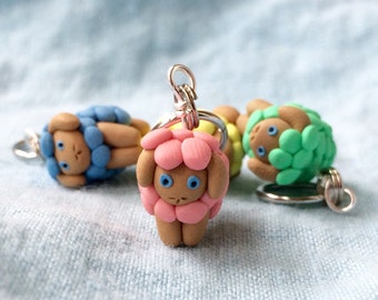 Spring Rainbow Sheep Stitch Markers Polymer Clay Miniature Flock of 4