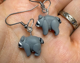 Jimothy the Raccoon  Earrings on Stainless Steel