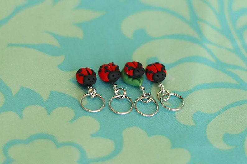 Ladybug Stitch Markers set of 4 image 5