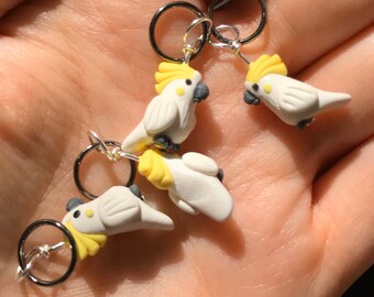 Sulfur Crested Cockatoo Stitch Markers flock of 4