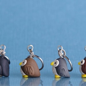 Owl Polymer Clay Miniature Stitch Markers Flock of 4 image 3