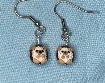Hedgehog Polymer Clay Sculpted Earrings Stainless Steel