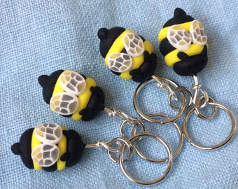 Tiny Bee Stitch Markers (Hive of 4)