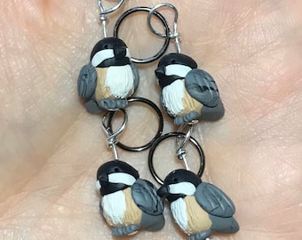 Chickadee Stitch Markers (Flock of 4)