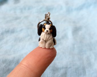 Miniature Clay Cavalier King Charles Spaniel Sculpted Stitch Markers (set of 4)