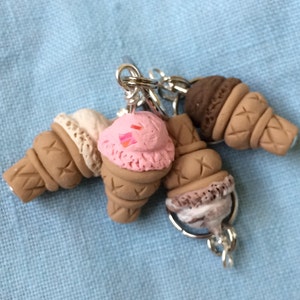 Miniature Ice Cream Cone Stitch Markers (Set of 4)