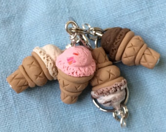 Miniature Ice Cream Cone Stitch Markers (Set of 4)