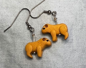 Capybara Polymer Clay Sculpted Earrings Stainless Steel