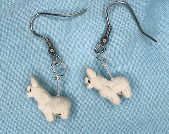 Llama Alpaca Polymer Clay Sculpted Earrings Stainless Steel