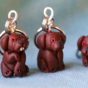 Chocolate Labrador Stitch Markers set of 4 image 1