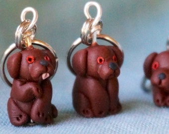 Chocolate Labrador Stitch Markers (set of 4)