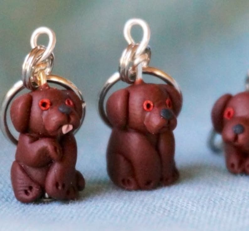 Chocolate Labrador Stitch Markers set of 4 image 1