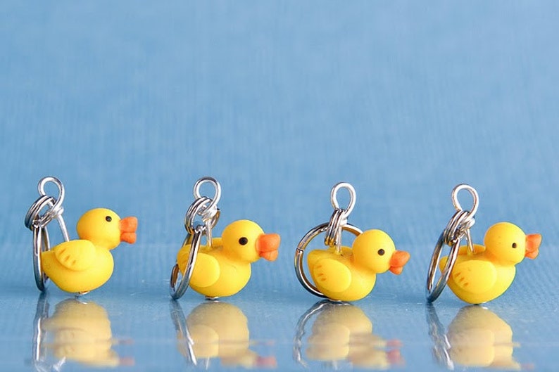 Rubber Ducky Stitch Markers set of 4 Miniature Sculpted Bird Animal Knit Crochet Accessories image 3