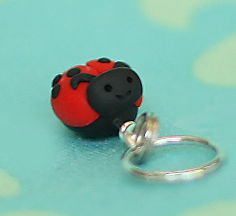 Ladybug Stitch Markers set of 4 image 2