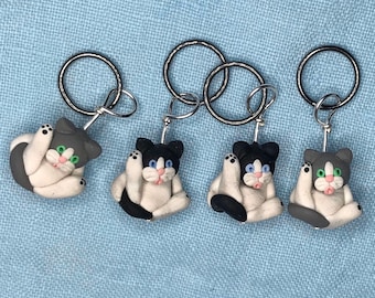 Bathing Cat Stitch Markers Set of 4