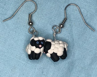 Sheep Polymer Clay Sculpted Earrings Stainless Steel