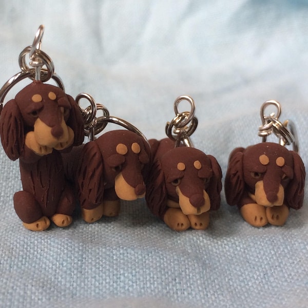 Longhaired Dachshund Stitch Markers  (set of 4)