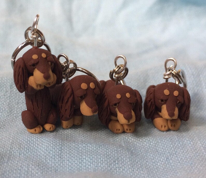 Longhaired Dachshund Stitch Markers set of 4 image 1