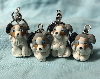 Blue Merle Australian Shepherd Stitch Markers (Set 4)