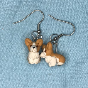 Corgi Polymer Clay Sculpted Earrings Stainless Steel