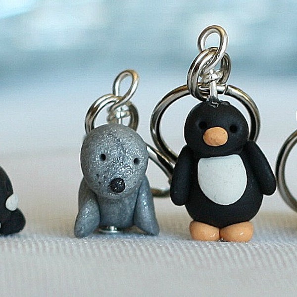 Miniatur Polar Polymer Clay Stich Marker Pinguin, Orca, Siegel, Eisbär (Satz von 4)