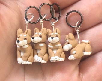 Shiba Inu Dog Stitch Markers - set of 4