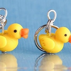 Rubber Ducky Stitch Markers set of 4 Miniature Sculpted Bird Animal Knit Crochet Accessories image 1