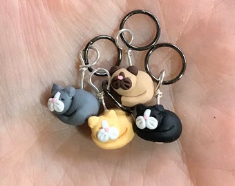 Sleeping Cat Stitch Markers (set of 4)