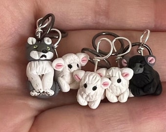 Wolf and Sheep Stitch Markers (Set of 4 or 5)