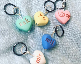 Valentine Heart Stitch Markers (Set of 5)
