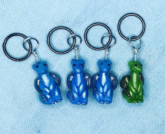 Friendly Dragon Stitch Markers Flight of  4