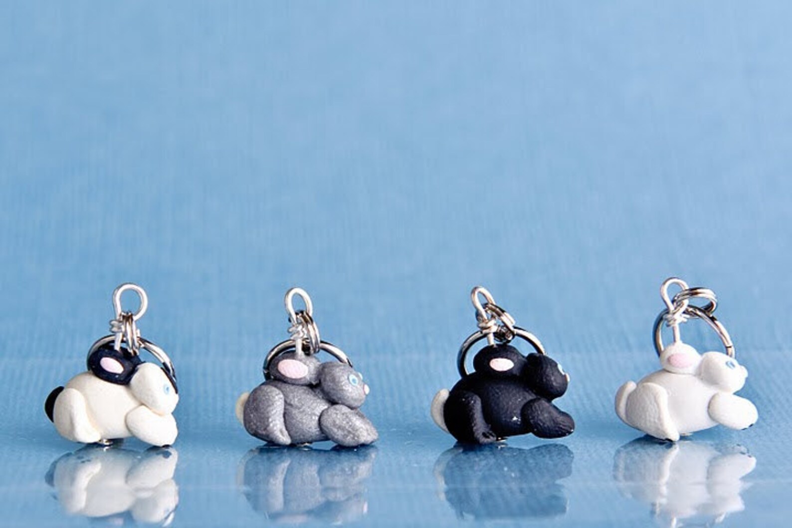 Bunny Rabbit Stitch Markers Warren of 4 Polymer Clay Miniature Animal ...