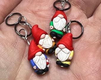 Garden Gnome Stitch Markers or Progress Keepers (Party of 4)