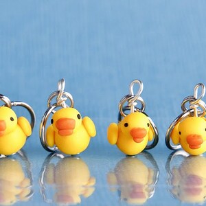 Rubber Ducky Stitch Markers set of 4 Miniature Sculpted Bird Animal Knit Crochet Accessories image 2
