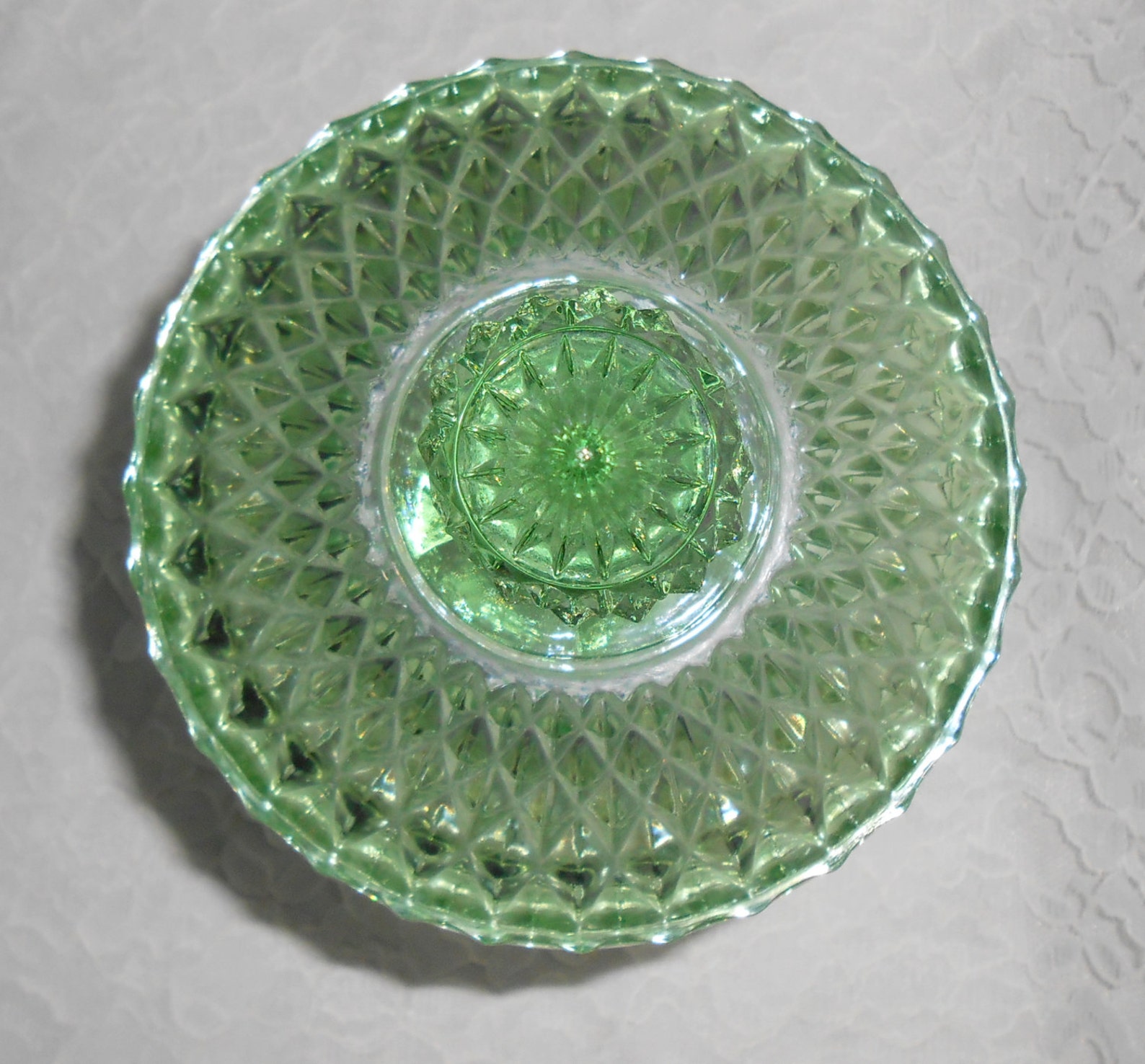 Vintage Green Depression Glass Compote Dish with Lid Rare Etsy