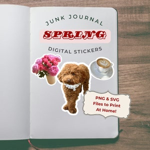 Stickers printemps imprimables pour journalisation indésirable, autocollants photo numériques PNG & SVG pour journalisation et agendas, autocollants cadeau courrier postal