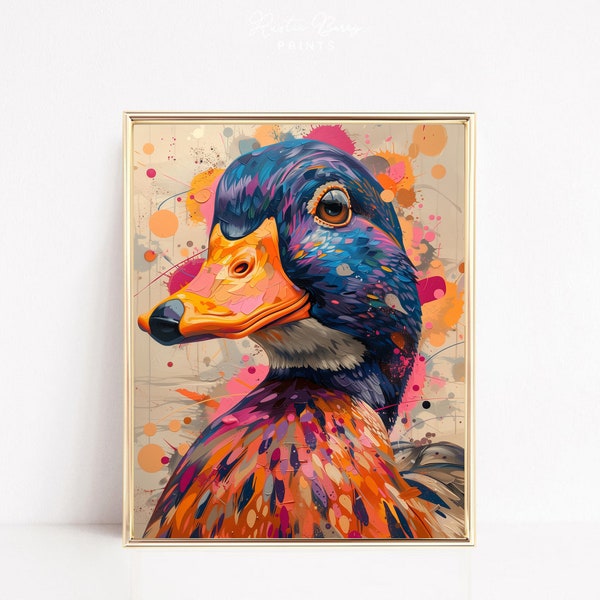 Colorful Duck Art Print | Animal Art | Duck Painting | Duck Art | Duck Print | Digital Download | Printable