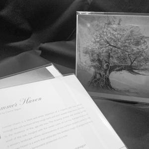 Carte de souhaits: «Refuge d'été». 6 x 4.5 pouces. Vierge. Le texte à l'endos est en anglais seulement.