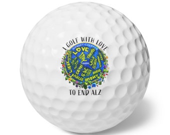 I Golf With Love To End ALZ - Balles de golf, 6 pièces