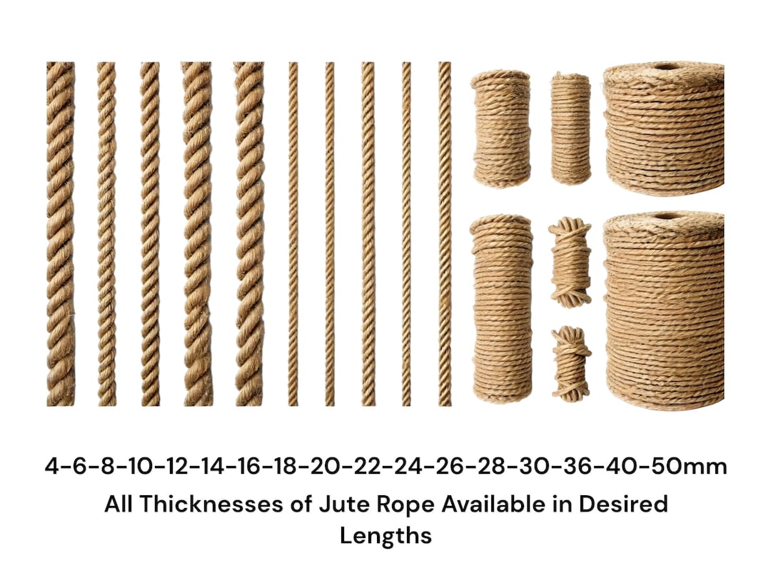 100% Natural Jute Hessian Rope All Thicknesses From 4mm to 50mm Braided ...