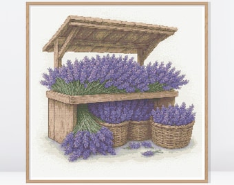 Lavender Market Cross Stitch Pattern • Modern Cross Stitch Pattern • Counted Cross Stitch Chart • FW050