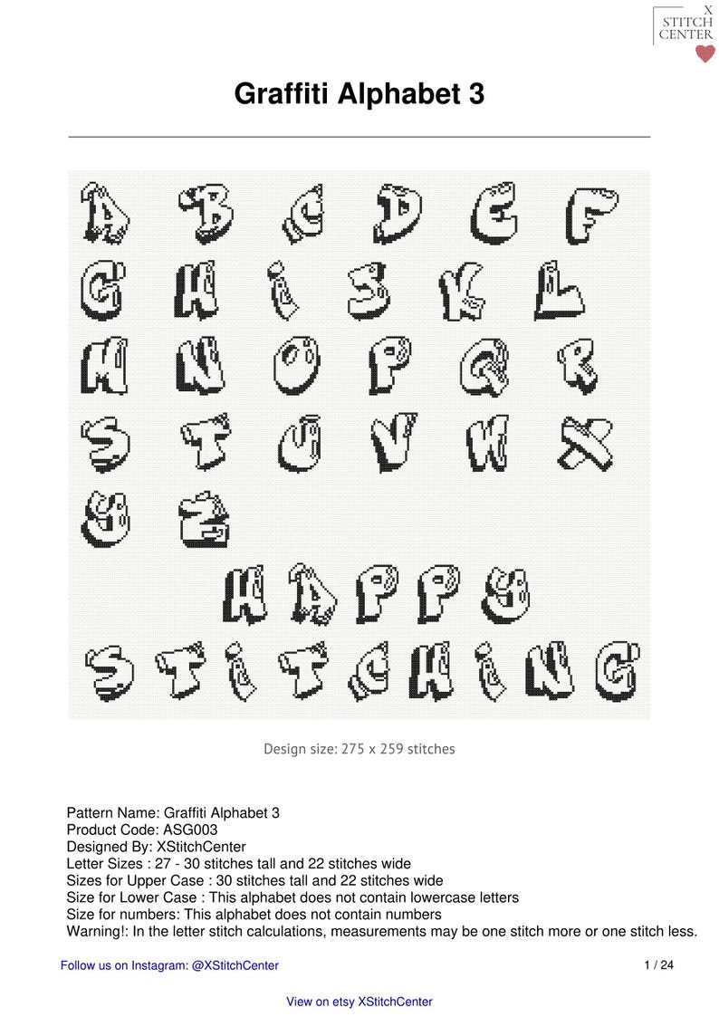Graffiti Cross Stitch Alphabets • Script Cross Stitch Fonts • Cross ...