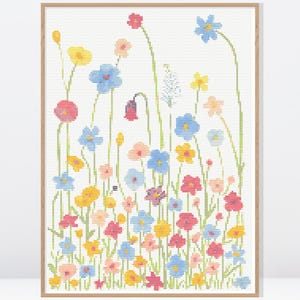 Minimal Wildflowers Meadow Cross Stitch Pattern • Modern Cross Stitch Pattern • Counted Cross Stitch Chart • FW106