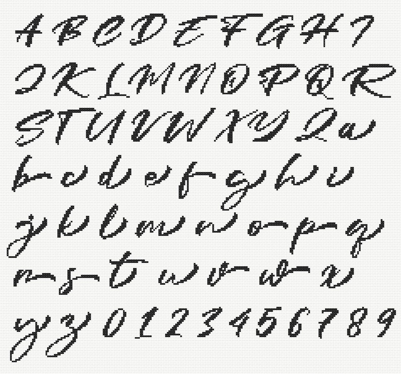 Calligraphy Cross Stitch Alphabets • Script Cross Stitch Fonts • Cross ...