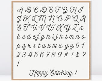 Script Cross Stitch Alphabets • Script Cross Stitch Fonts • Cross Stitch Alphabets • Cross Stitch Letters and Numbers • Cross Stitch